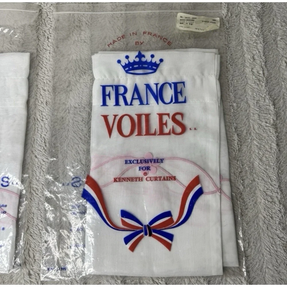 France Voiles For Kenneth Curtains Valance Lot Of 2 Daisy Darling Pink 60 X‎ 12